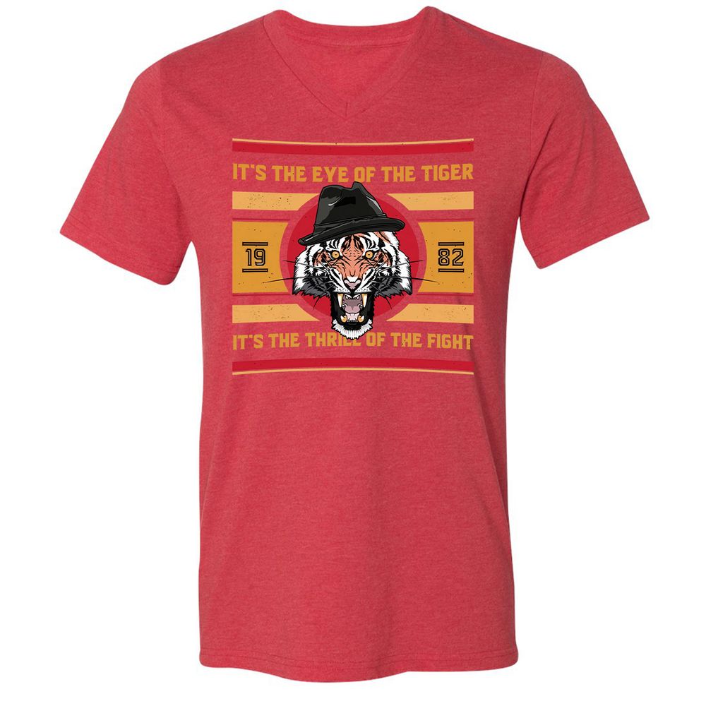 Unisex V-Neck T-Shirt - SRG7D2ZH - Heather Red - 16