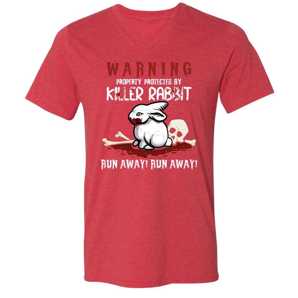 Unisex V-Neck T-Shirt - PWJBPH3J - Heather Red - 16