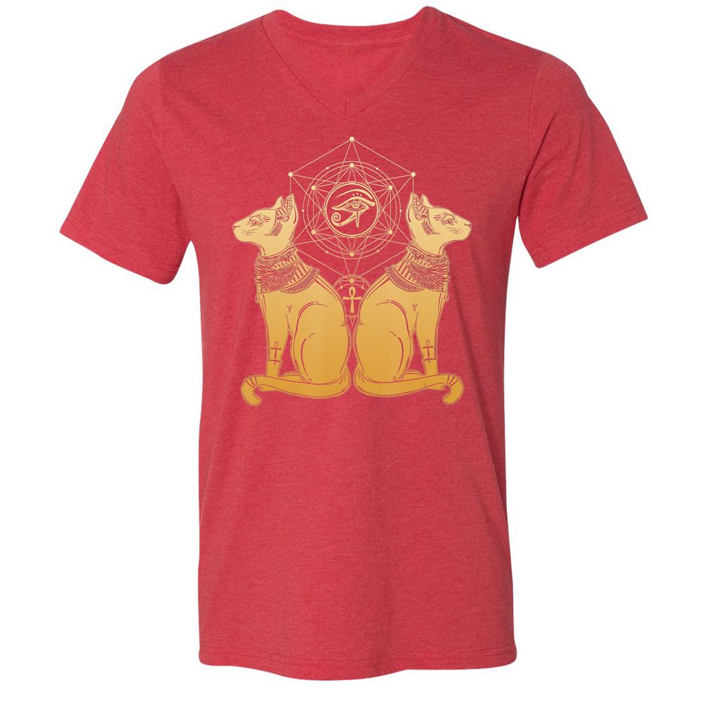 Unisex V-Neck T-Shirt - VLDGSY9W - Heather Red - 16