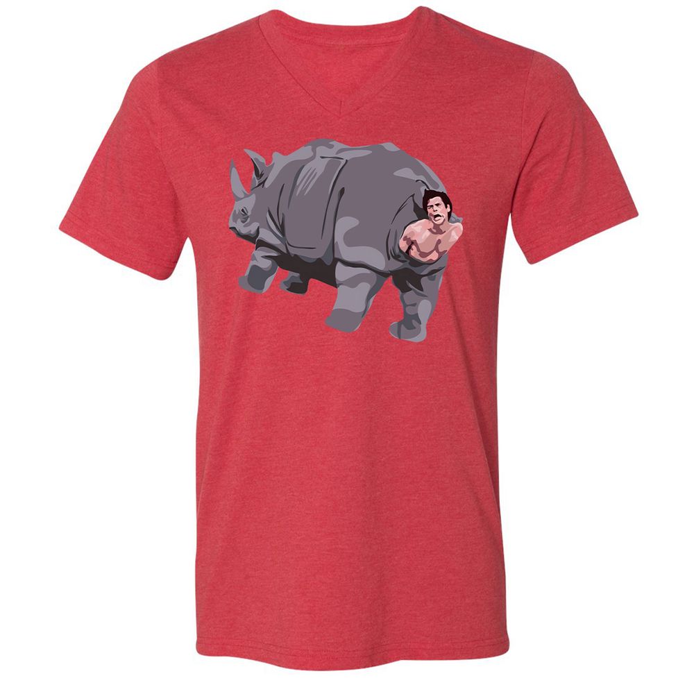 Unisex V-Neck T-Shirt - EJYH1SED - Heather Red - 16