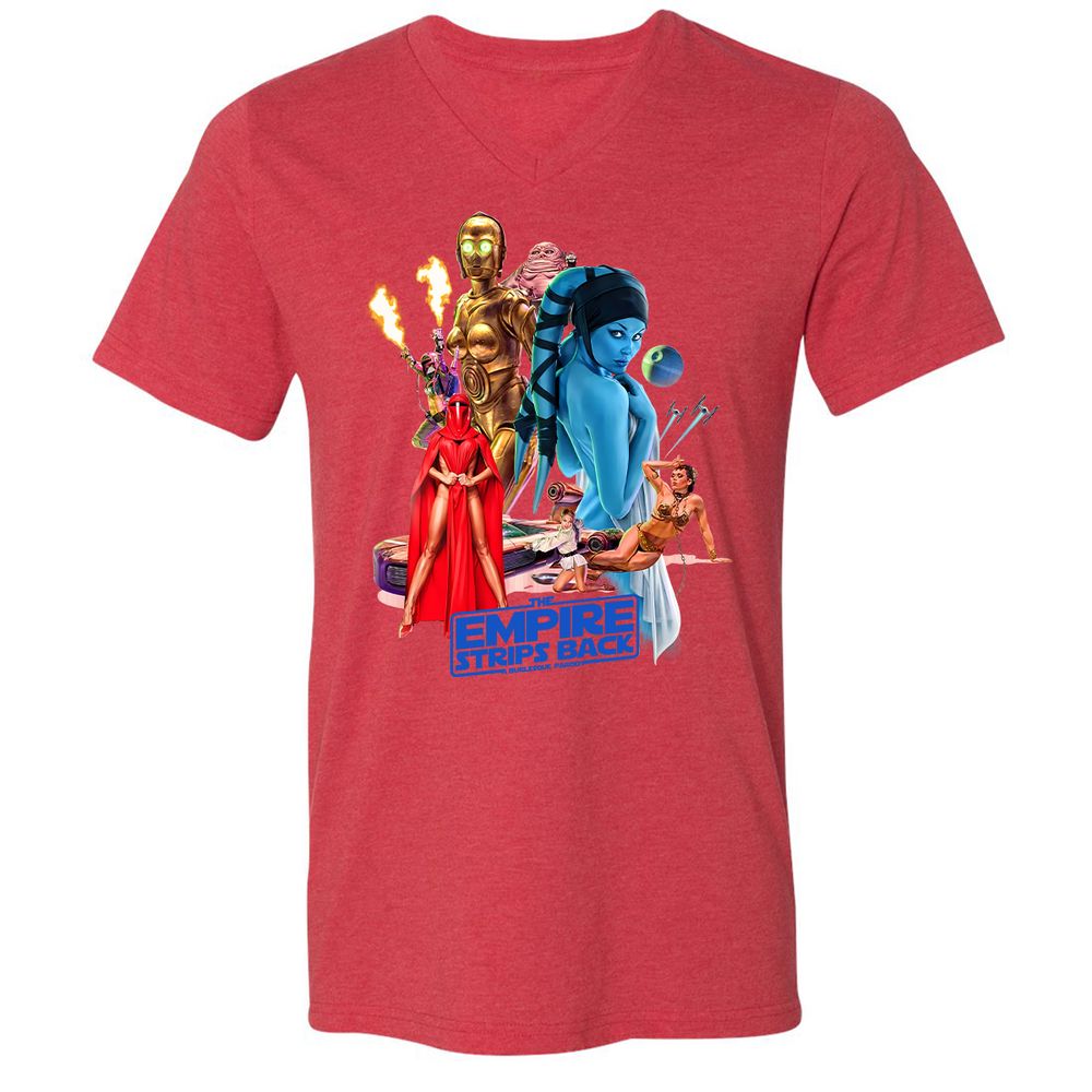 Unisex V-Neck T-Shirt - HRNSACBB - Heather Red - 16