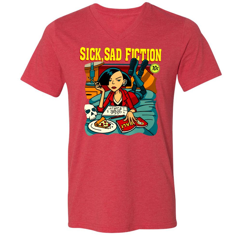 Unisex V-Neck T-Shirt - KGK8A276 - Heather Red - 16