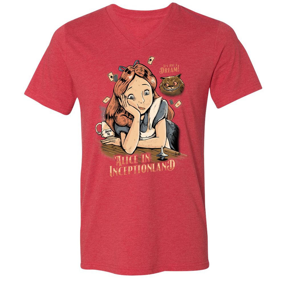Unisex V-Neck T-Shirt - E7VHG5SV - Heather Red - 16