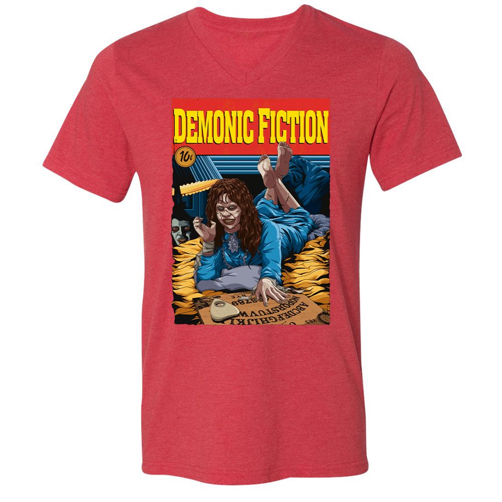 Unisex V-Neck T-Shirt - L3DKFL9Y - Heather Red - 16