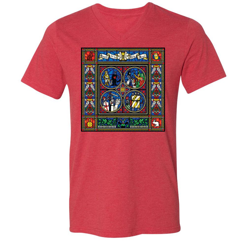 Unisex V-Neck T-Shirt - KNEVTBXA - Heather Red - 16