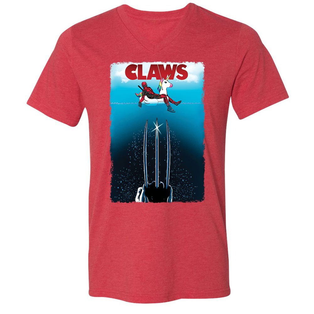 Unisex V-Neck T-Shirt - XDYTG9B3 - Heather Red - 16