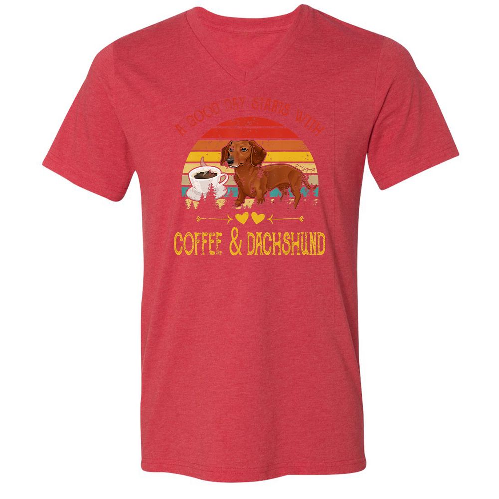 Unisex V-Neck T-Shirt - Y6U5B1AL - Heather Red - 16