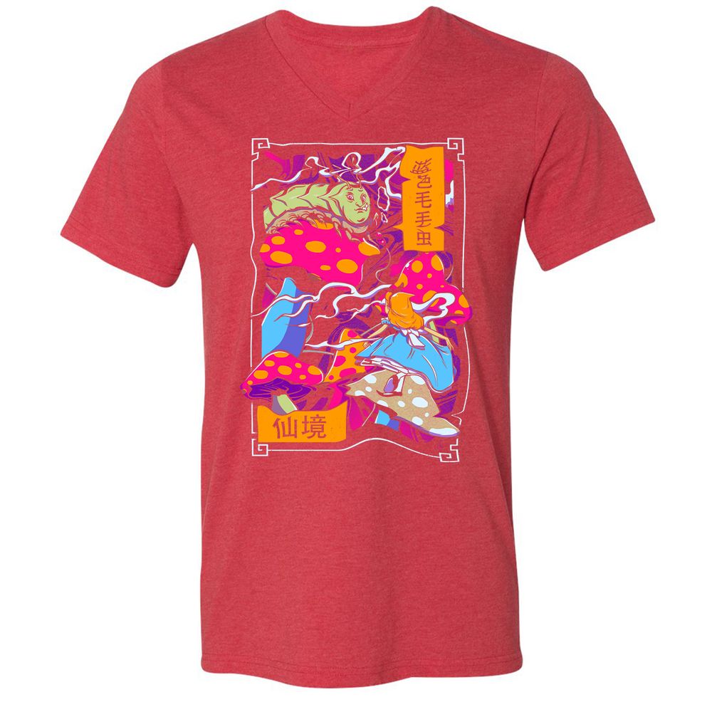 Unisex V-Neck T-Shirt - 3CE1Q7VT - Heather Red - 16