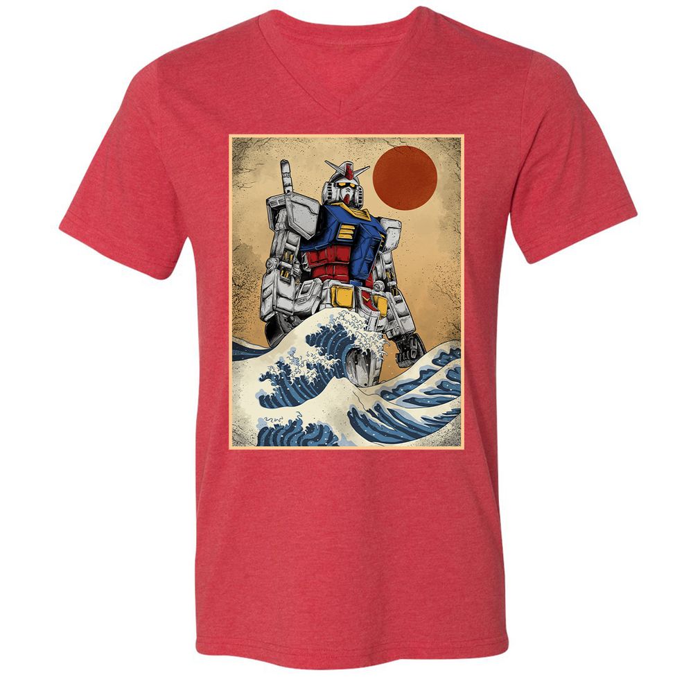 Unisex V-Neck T-Shirt - 96TDVXLF - Heather Red - 16