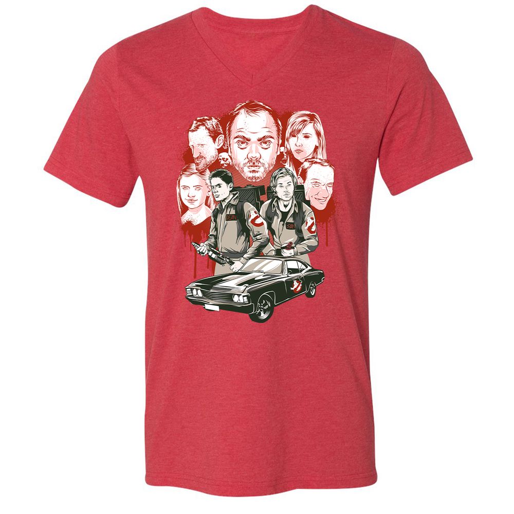 Unisex V-Neck T-Shirt - JN6VNUJB - Heather Red - 16