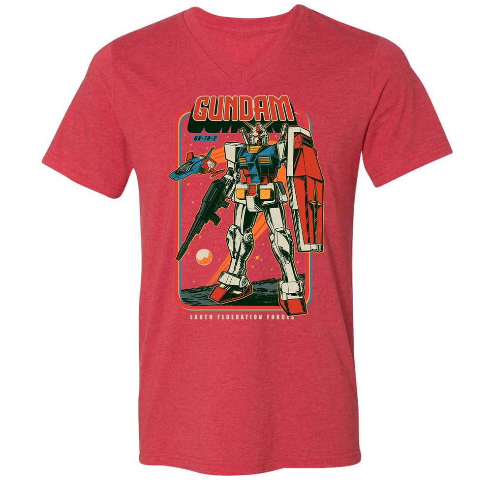 Unisex V-Neck T-Shirt - VGKDKHBZ - Heather Red - 16