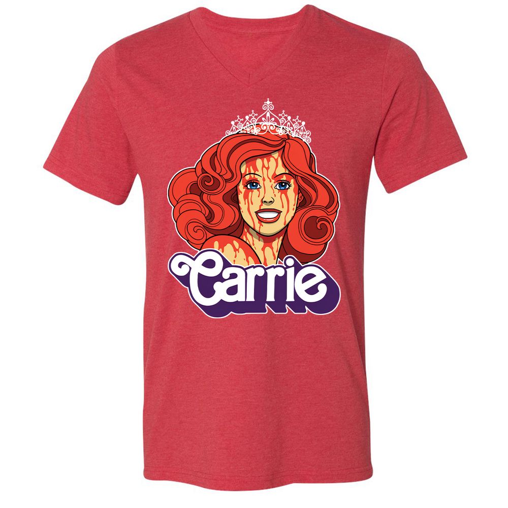Unisex V-Neck T-Shirt - L96CBNHK - Heather Red - 16