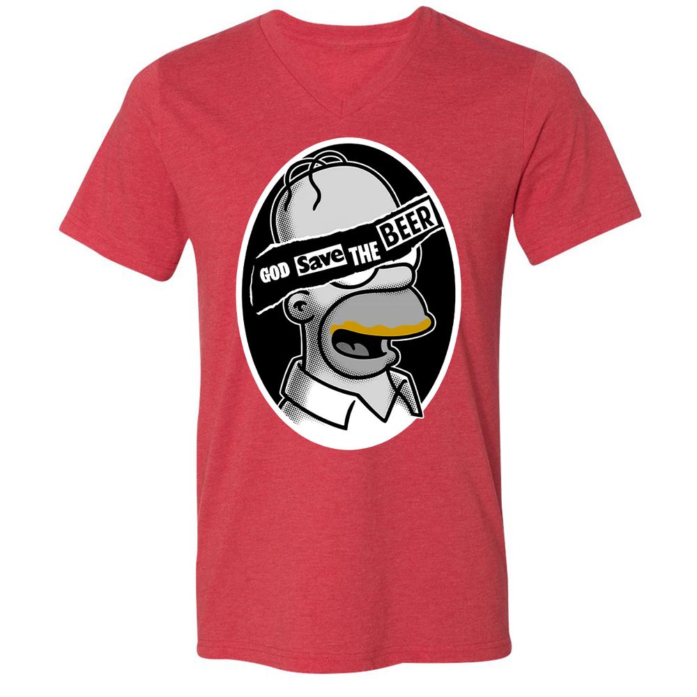Unisex V-Neck T-Shirt - LUZ5T3XA - Heather Red - 16