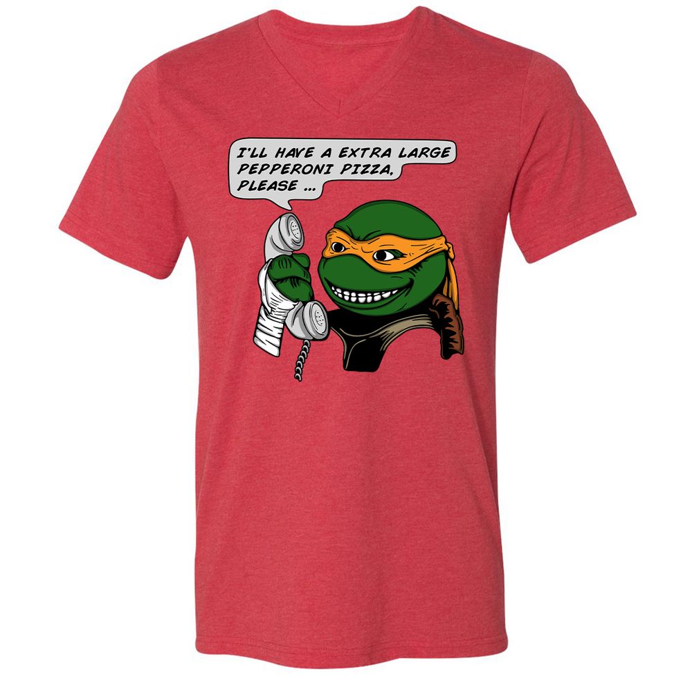 Unisex V-Neck T-Shirt - WYY5ZHMA - Heather Red - 16