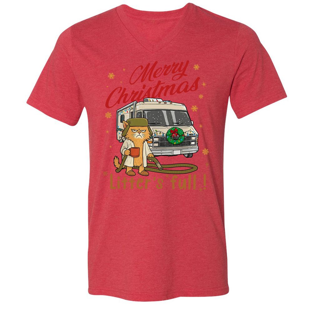 Unisex V-Neck T-Shirt - Z4LXAFQY - Heather Red - 16