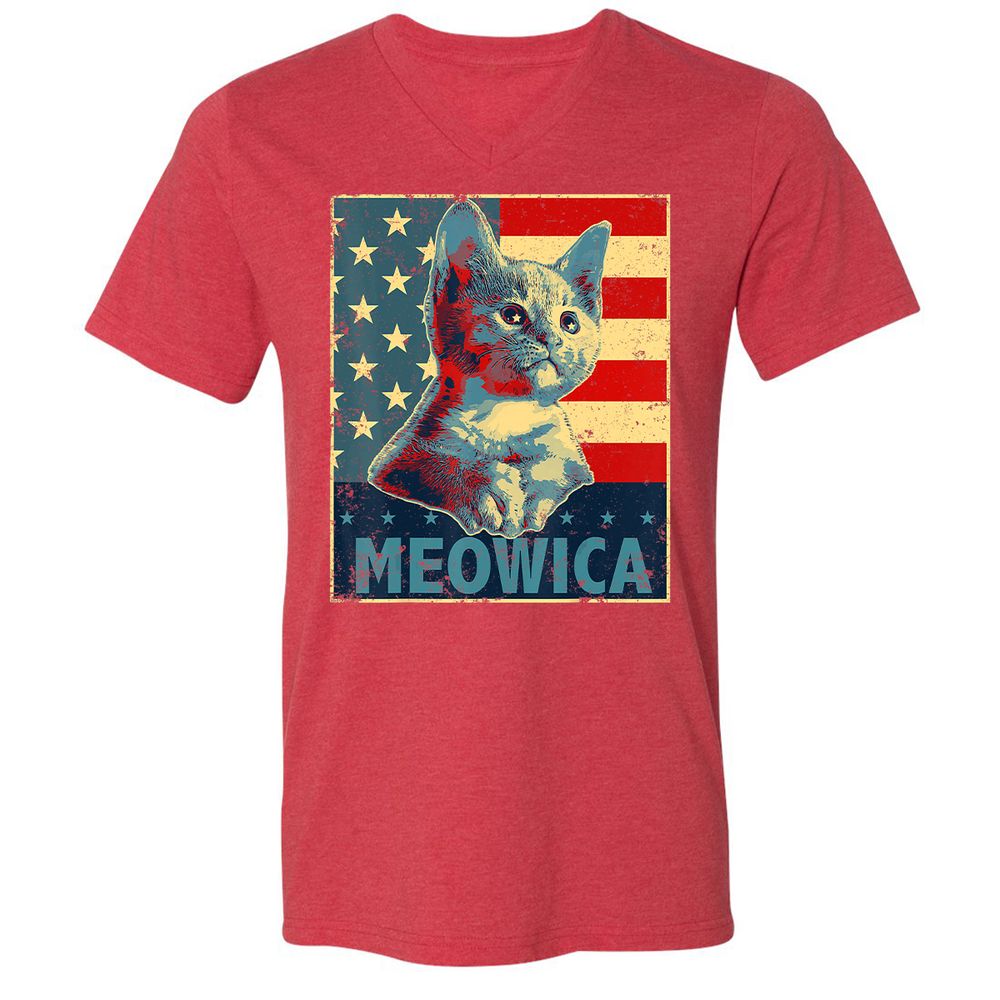 Unisex V-Neck T-Shirt - Z6EFX86C - Heather Red - 16