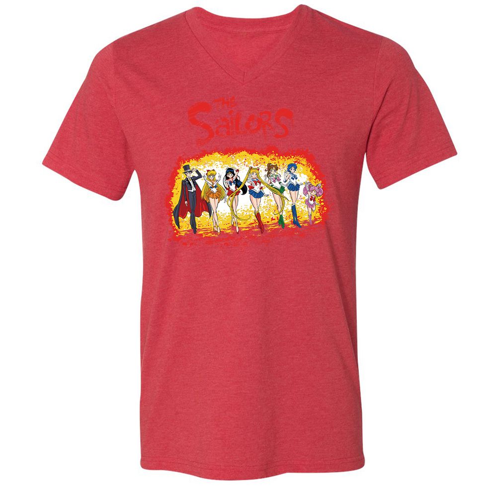 Unisex V-Neck T-Shirt - TJEQEL99 - Heather Red - 16