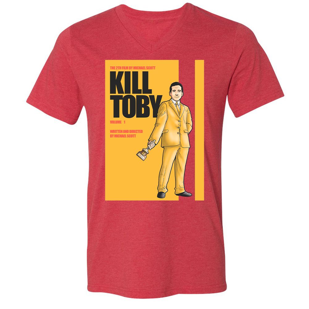 Unisex V-Neck T-Shirt - DFE1HZ8K - Heather Red - 16