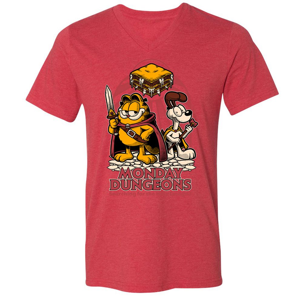 Unisex V-Neck T-Shirt - H6BK1HT7 - Heather Red - 16