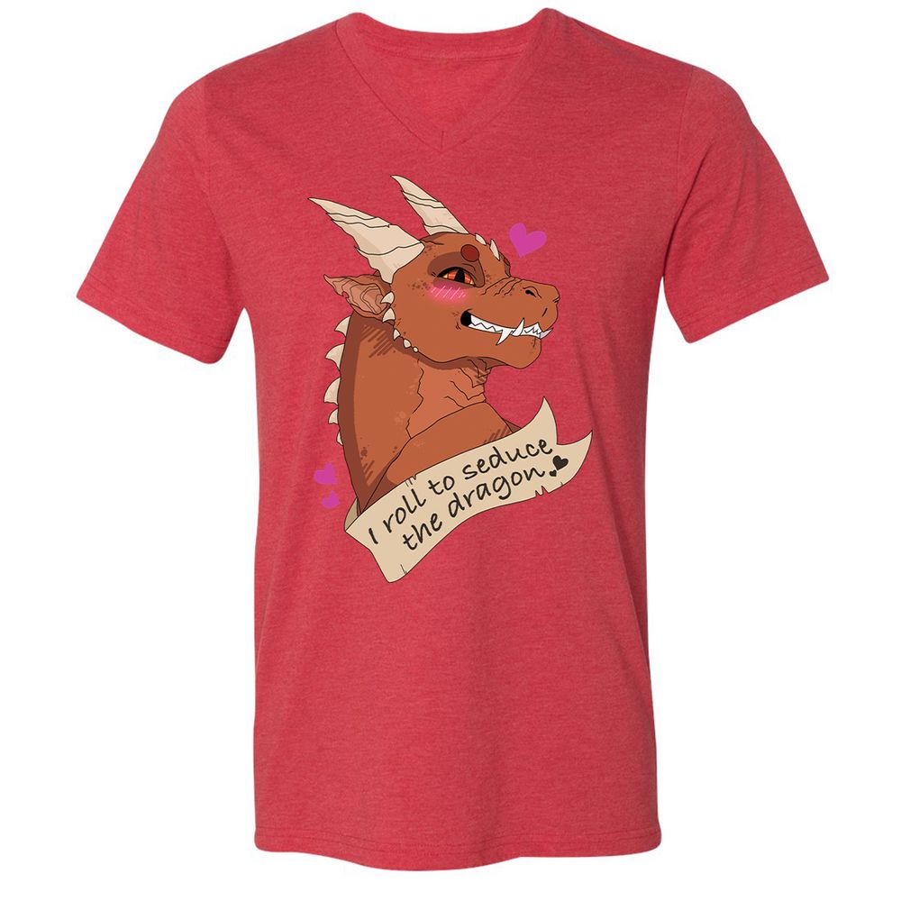 Unisex V-Neck T-Shirt - Y6L2HXKM - Heather Red - 16