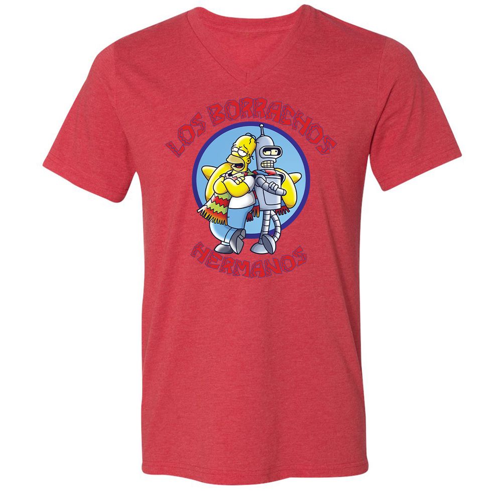 Unisex V-Neck T-Shirt - 3T54S7RJ - Heather Red - 16