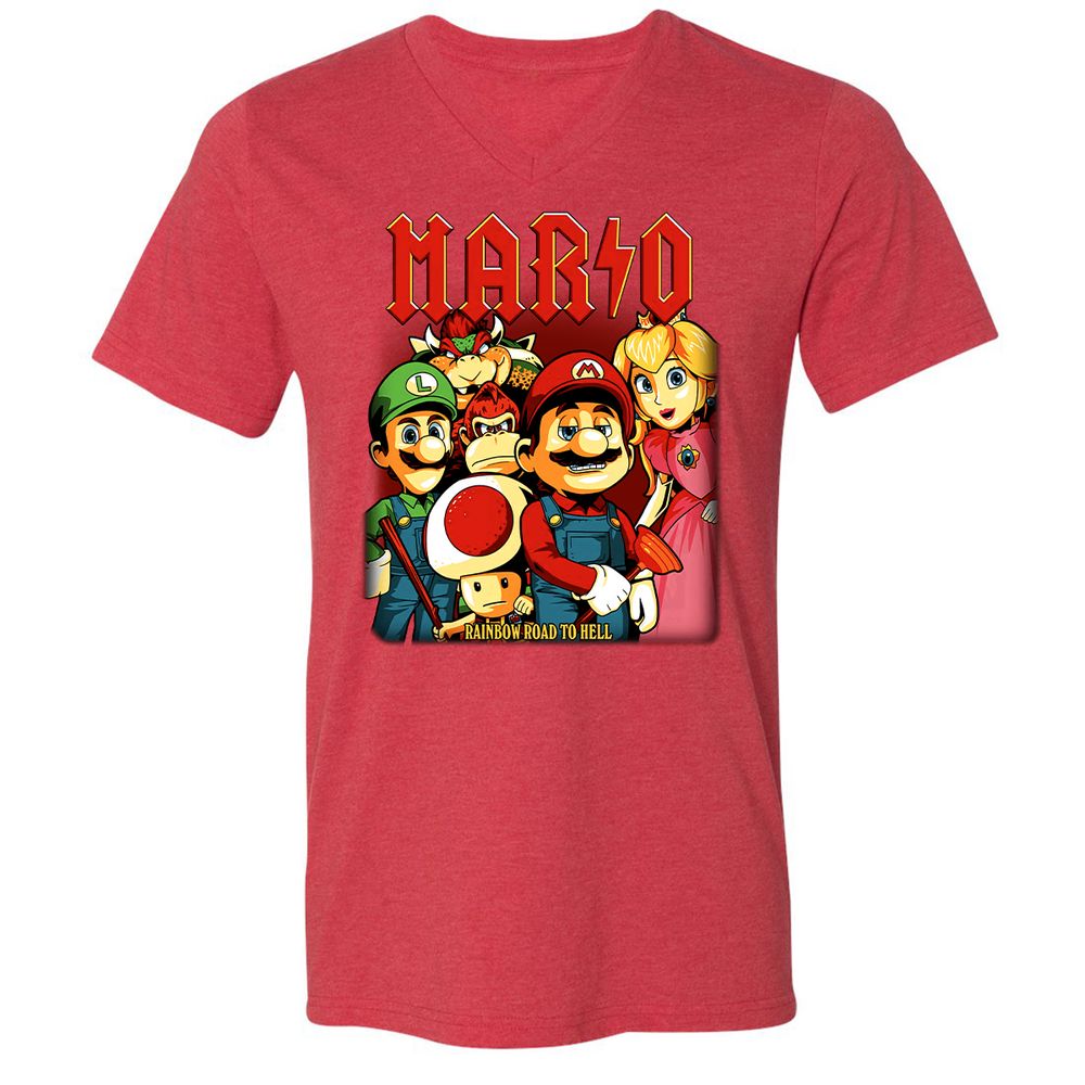 Unisex V-Neck T-Shirt - HJHXGP9C - Heather Red - 16