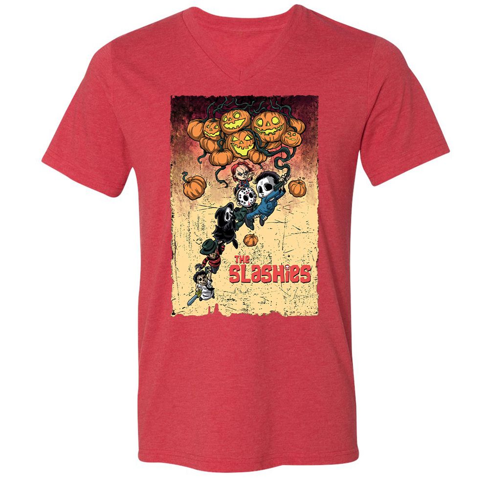 Unisex V-Neck T-Shirt - 2Q719NHT - Heather Red - 16