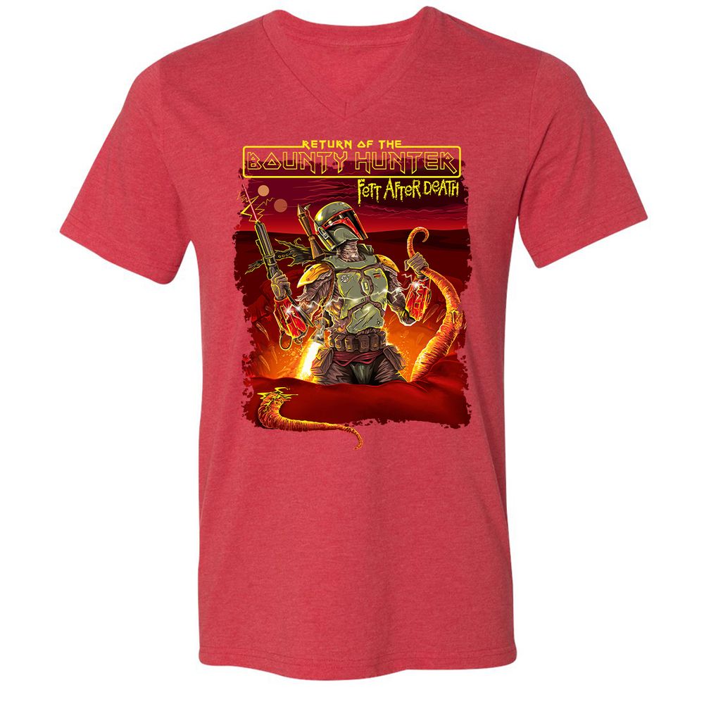 Unisex V-Neck T-Shirt - J46DSAMJ - Heather Red - 16