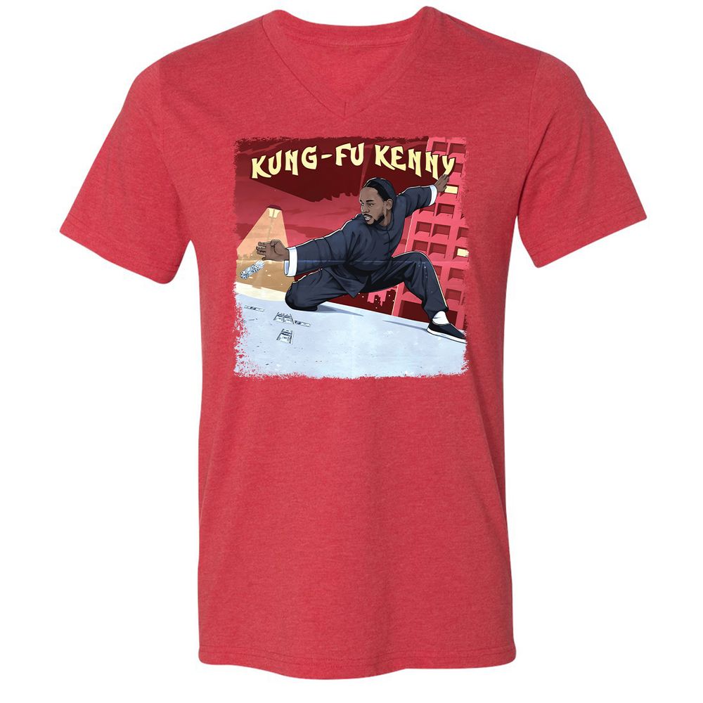 Unisex V-Neck T-Shirt - 7YE8R5FH - Heather Red - 16