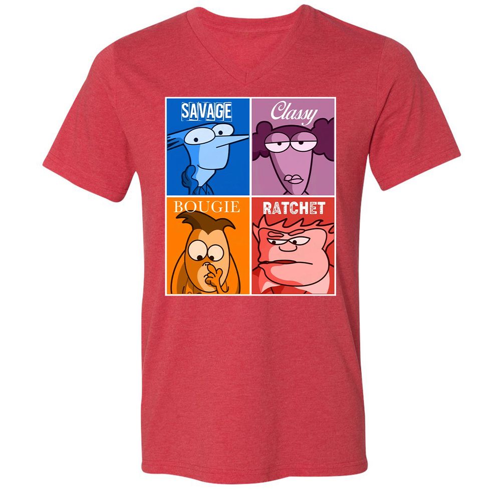 Unisex V-Neck T-Shirt - 4541EUWJ - Heather Red - 16