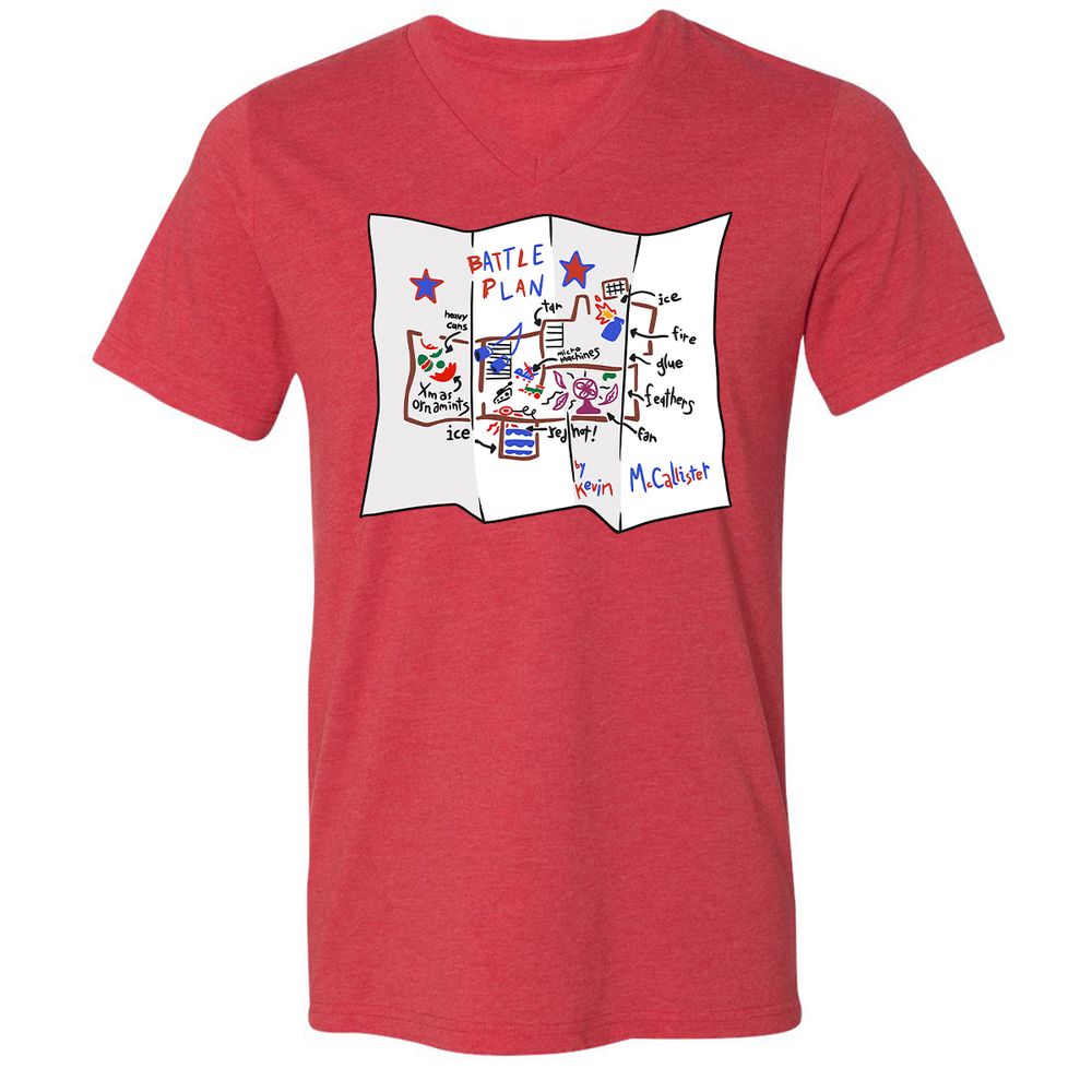 Unisex V-Neck T-Shirt - JS1J7XUR - Heather Red - 16