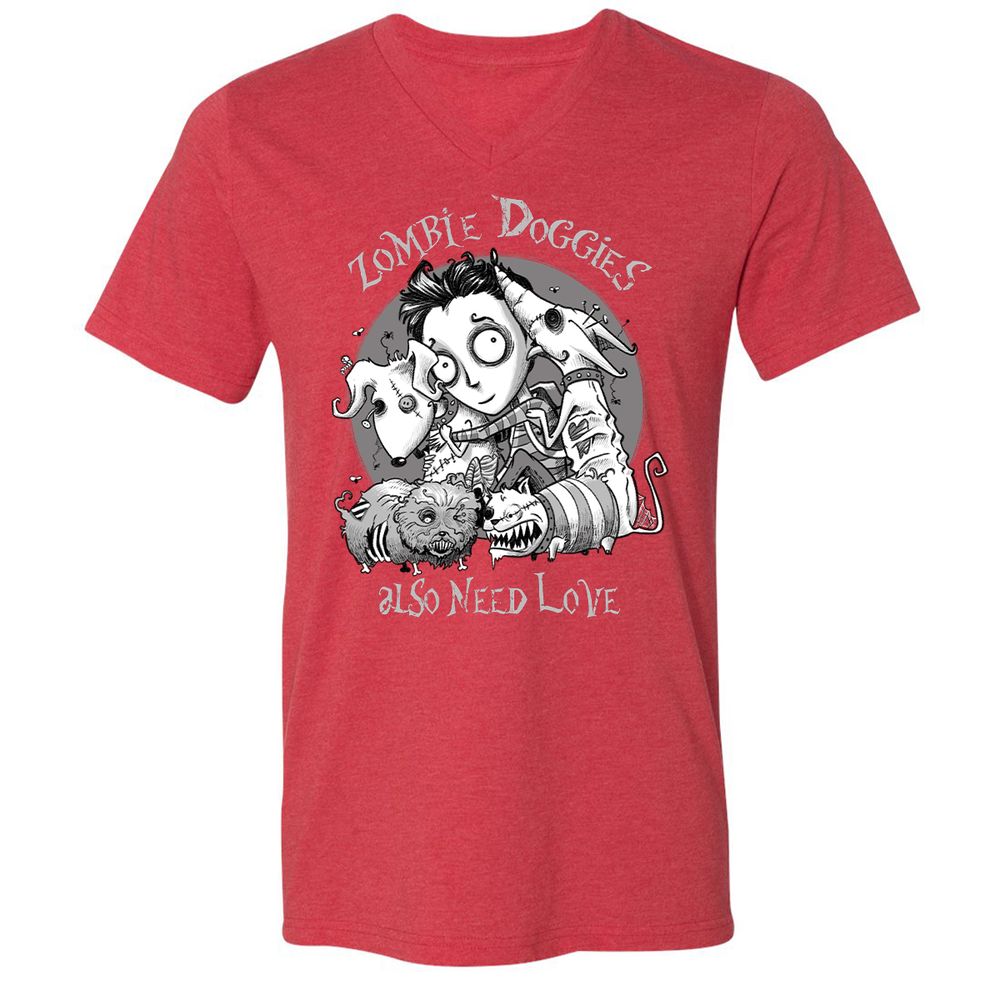 Unisex V-Neck T-Shirt - W2ARTKF4 - Heather Red - 16