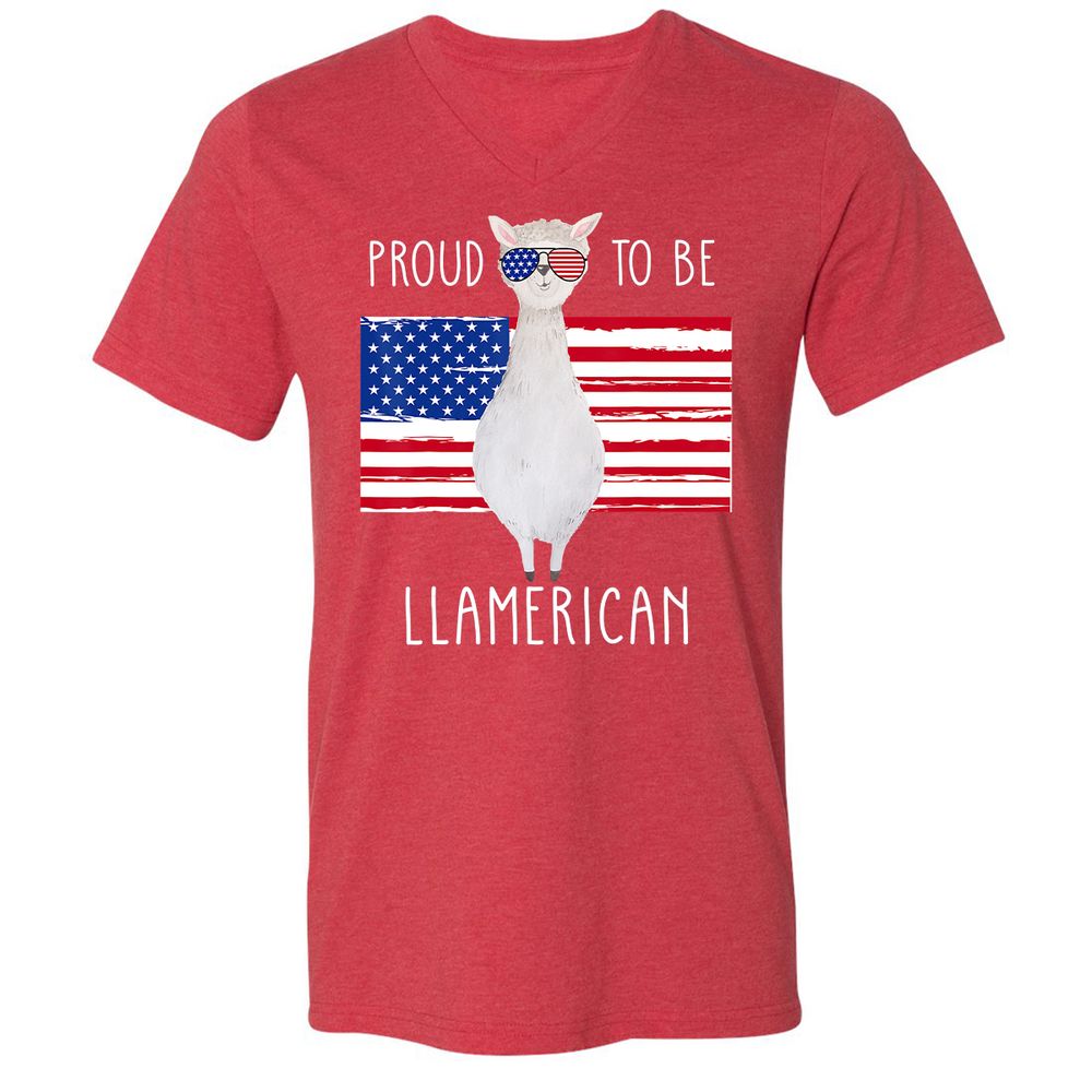 Unisex V-Neck T-Shirt - G7R6SC81 - Heather Red - 16