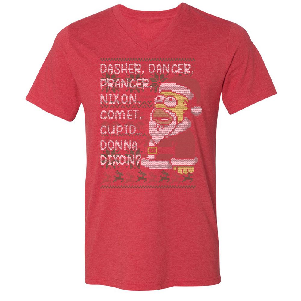 Unisex V-Neck T-Shirt - XU99ZG5J - Heather Red - 16