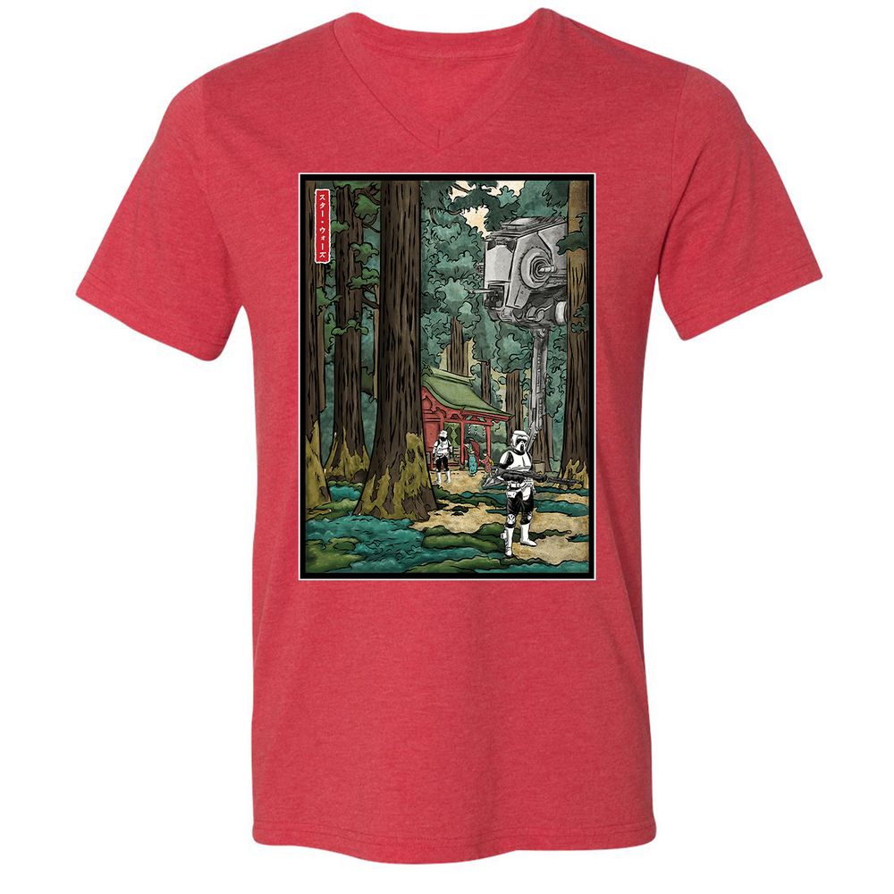 Unisex V-Neck T-Shirt - MZQF5PT5 - Heather Red - 16