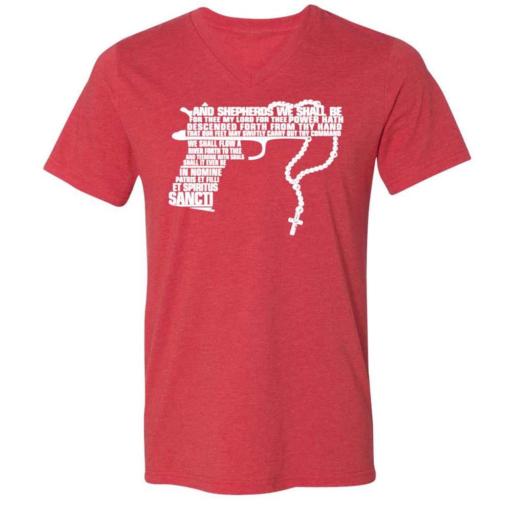 Unisex V-Neck T-Shirt - 41C1GSBZ - Heather Red - 16