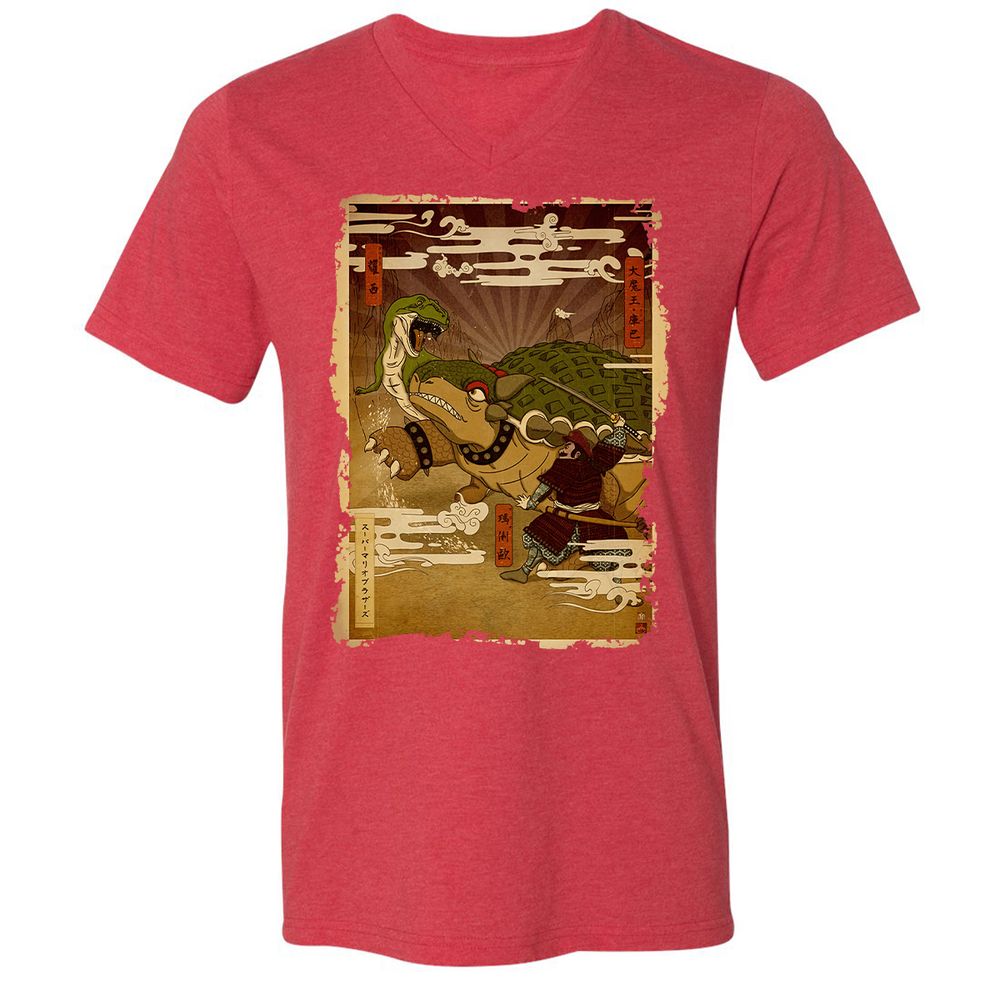 Unisex V-Neck T-Shirt - L7X3GNUC - Heather Red - 16