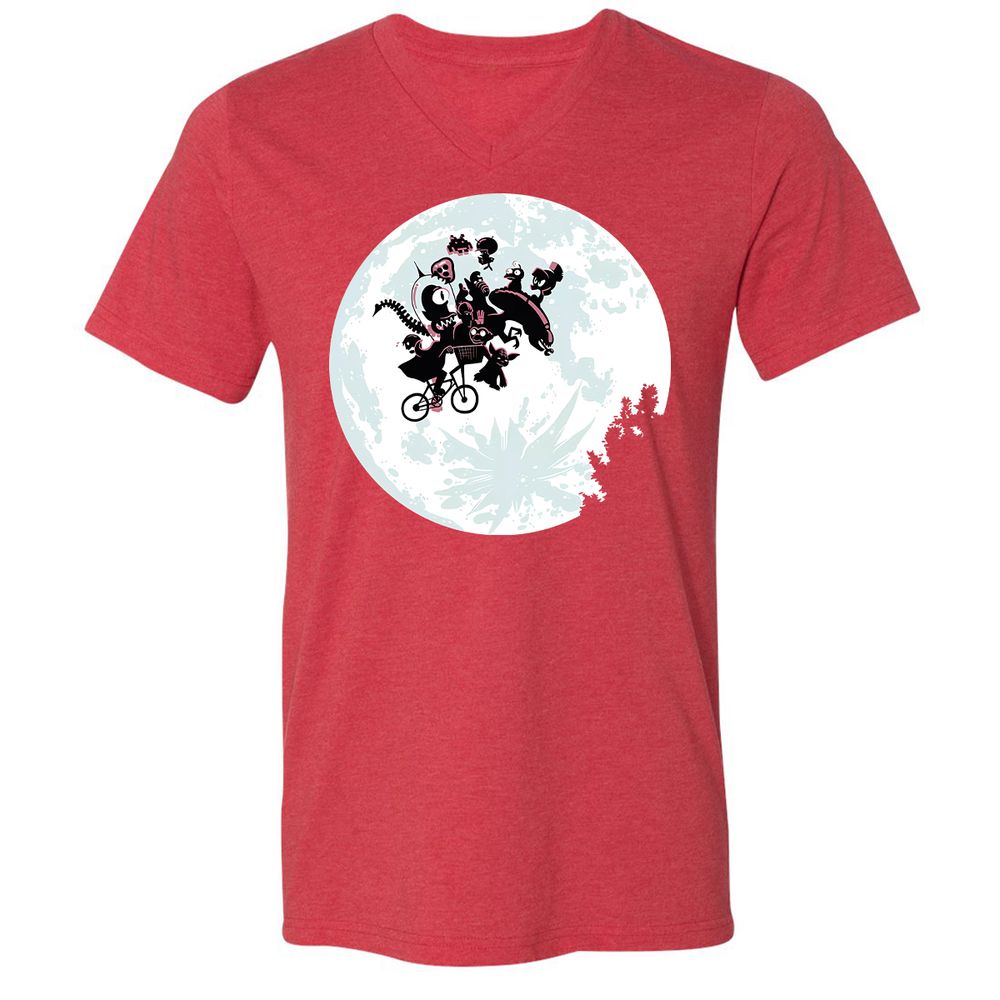 Unisex V-Neck T-Shirt - RS1XUU7E - Heather Red - 16