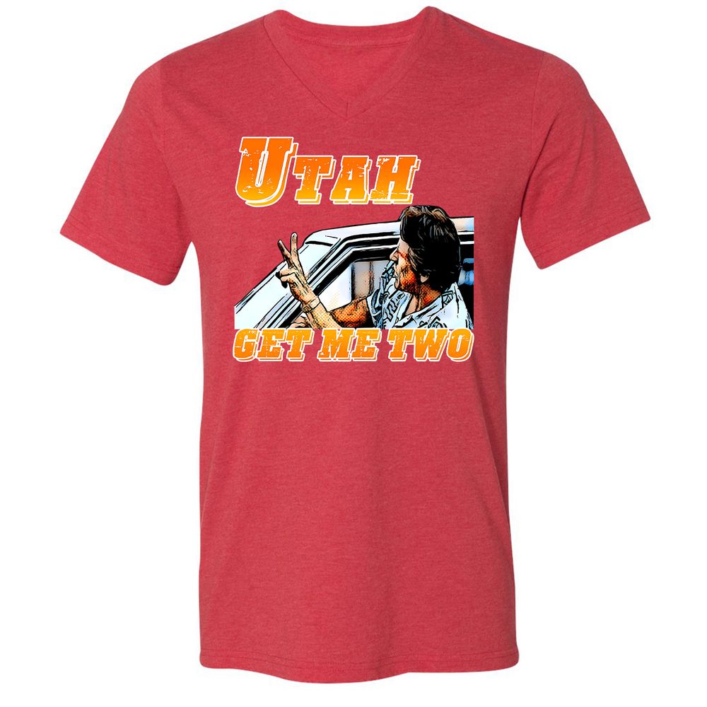 Unisex V-Neck T-Shirt - BWPN94XJ - Heather Red - 16