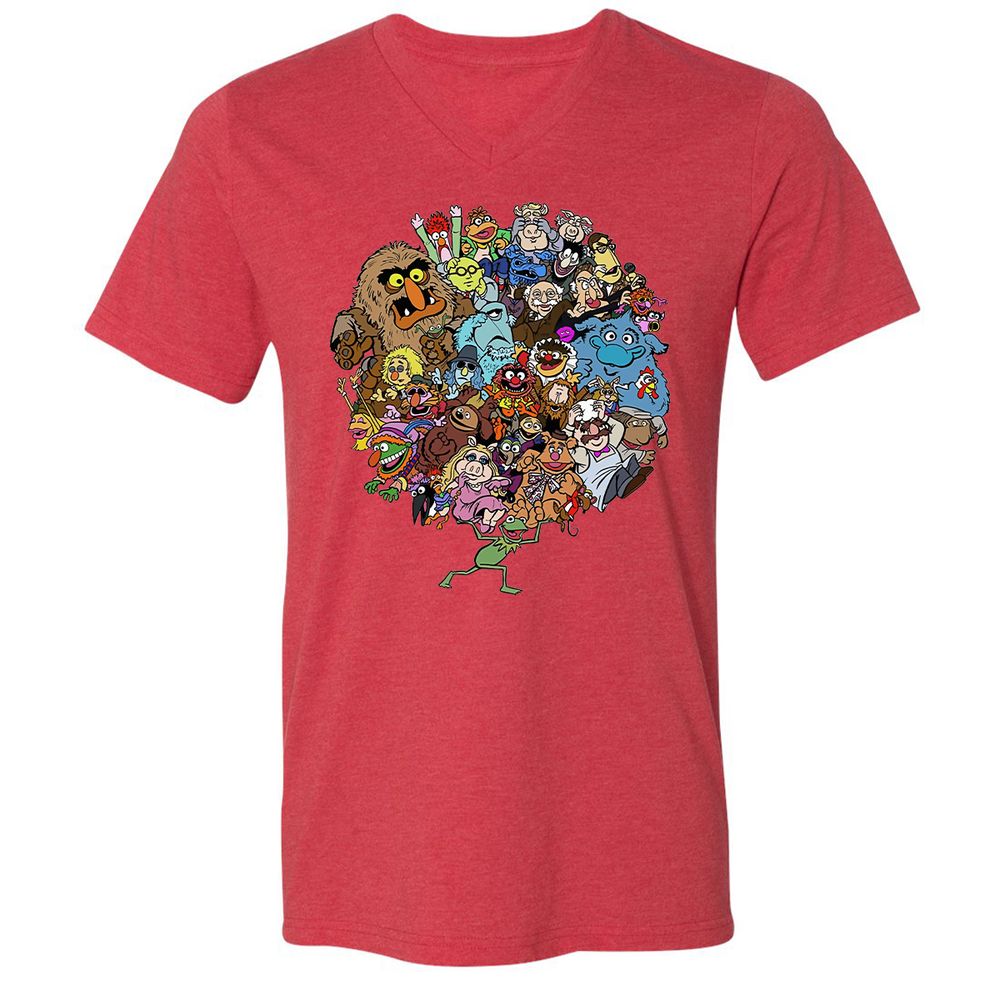 Unisex V-Neck T-Shirt - U7UZCHYK - Heather Red - 16