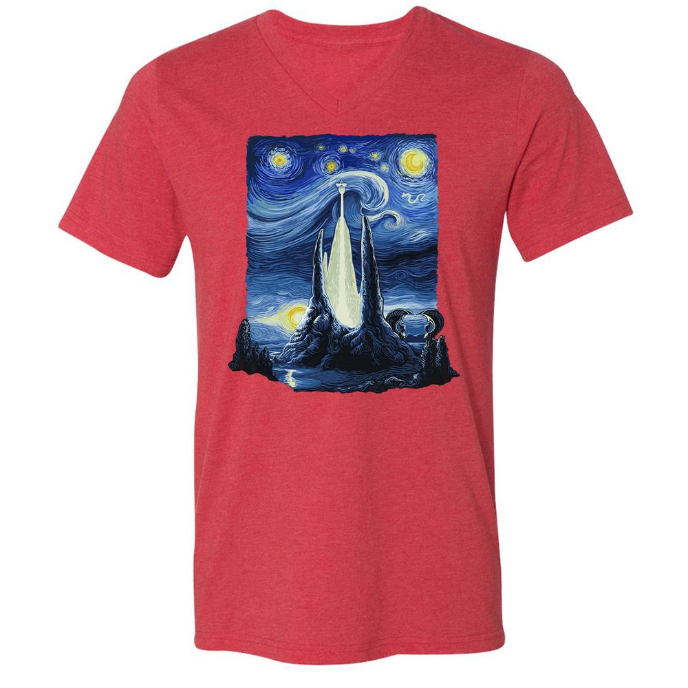 Unisex V-Neck T-Shirt - 5C6JR9D2 - Heather Red - 16