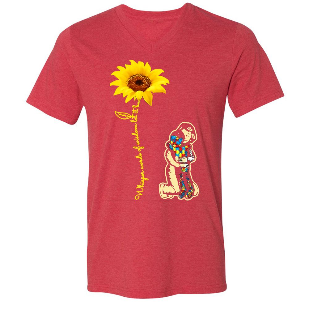 Unisex V-Neck T-Shirt - 4SWCKU3W - Heather Red - 16