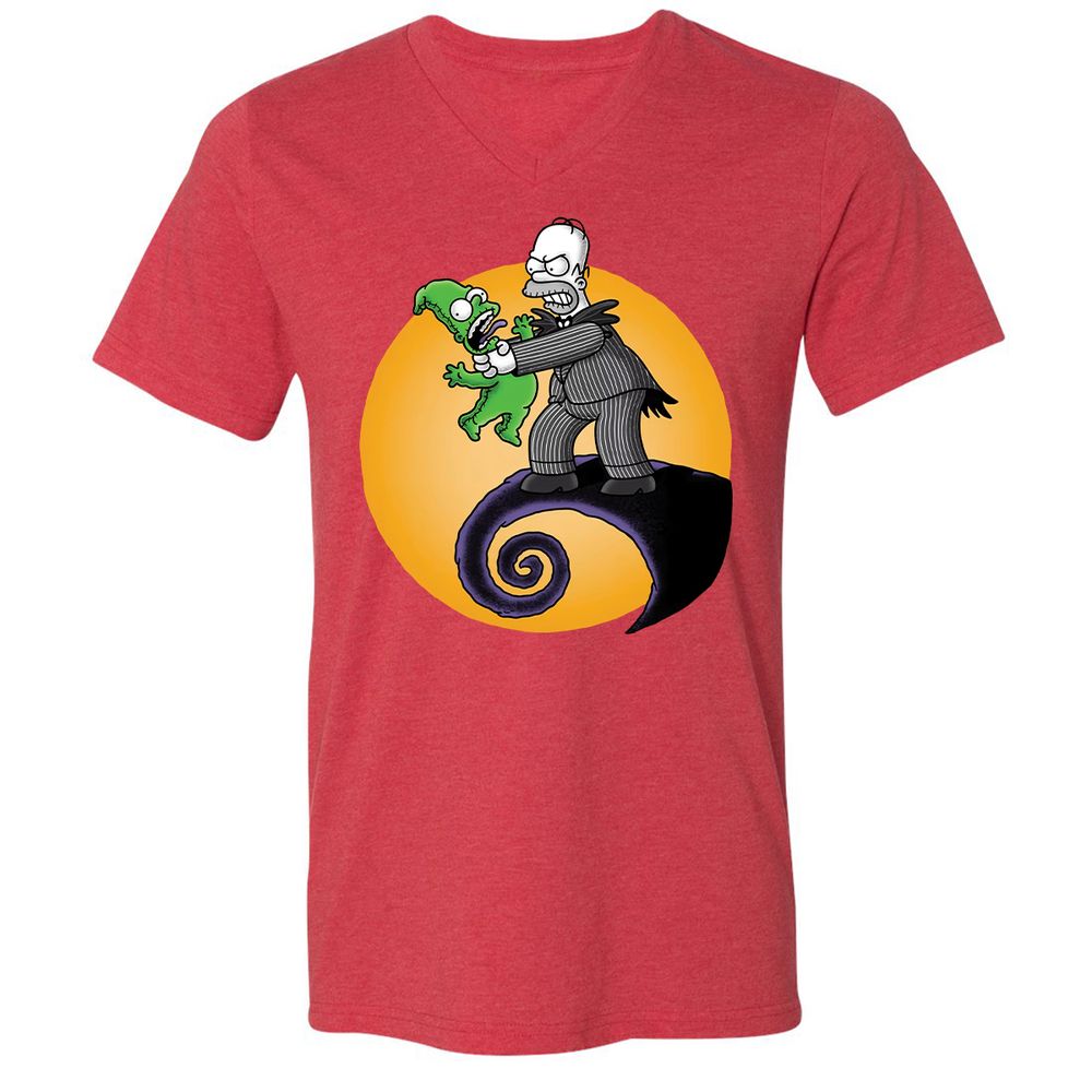 Unisex V-Neck T-Shirt - ZKTMZ4YA - Heather Red - 16