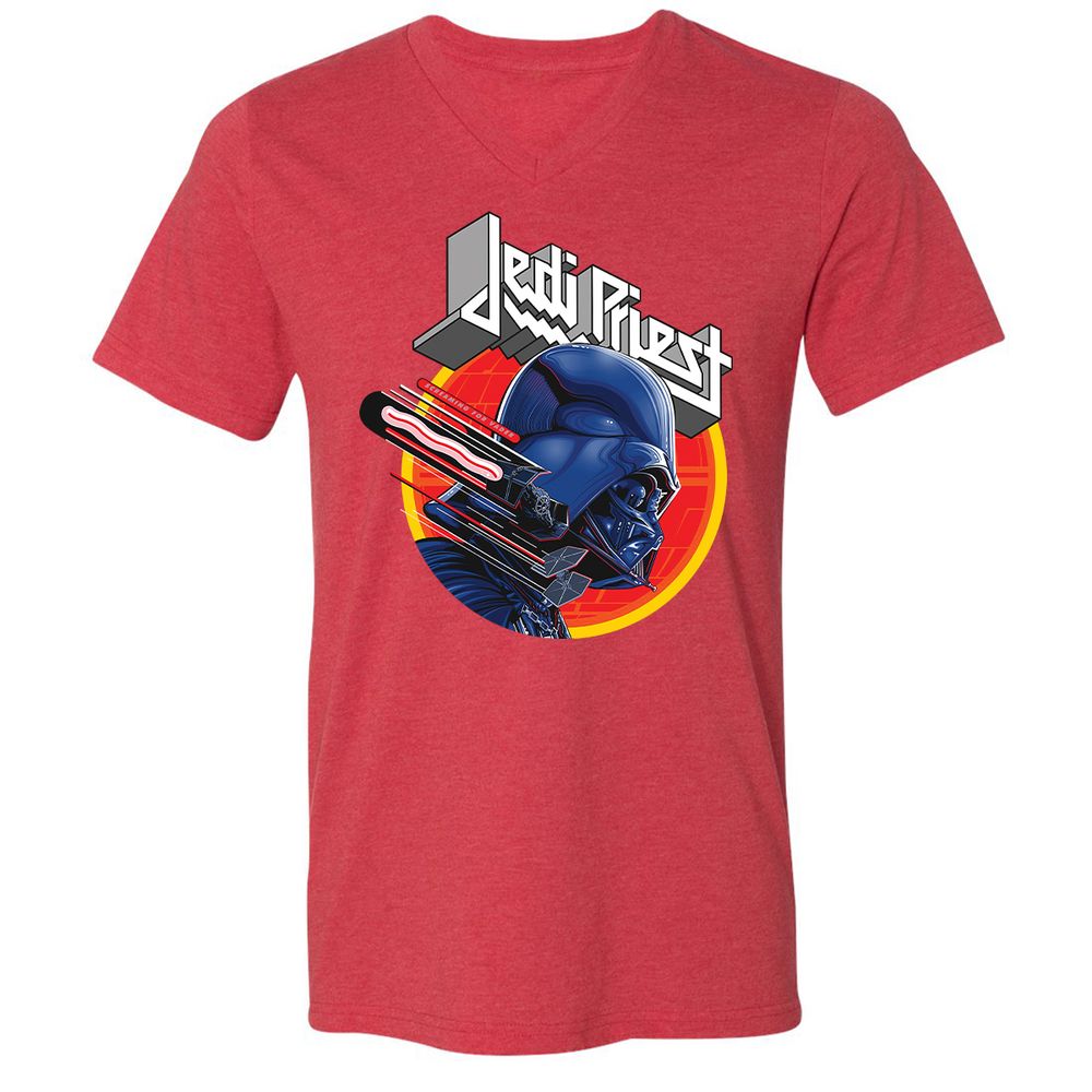 Unisex V-Neck T-Shirt - 6QAXL8WD - Heather Red - 16