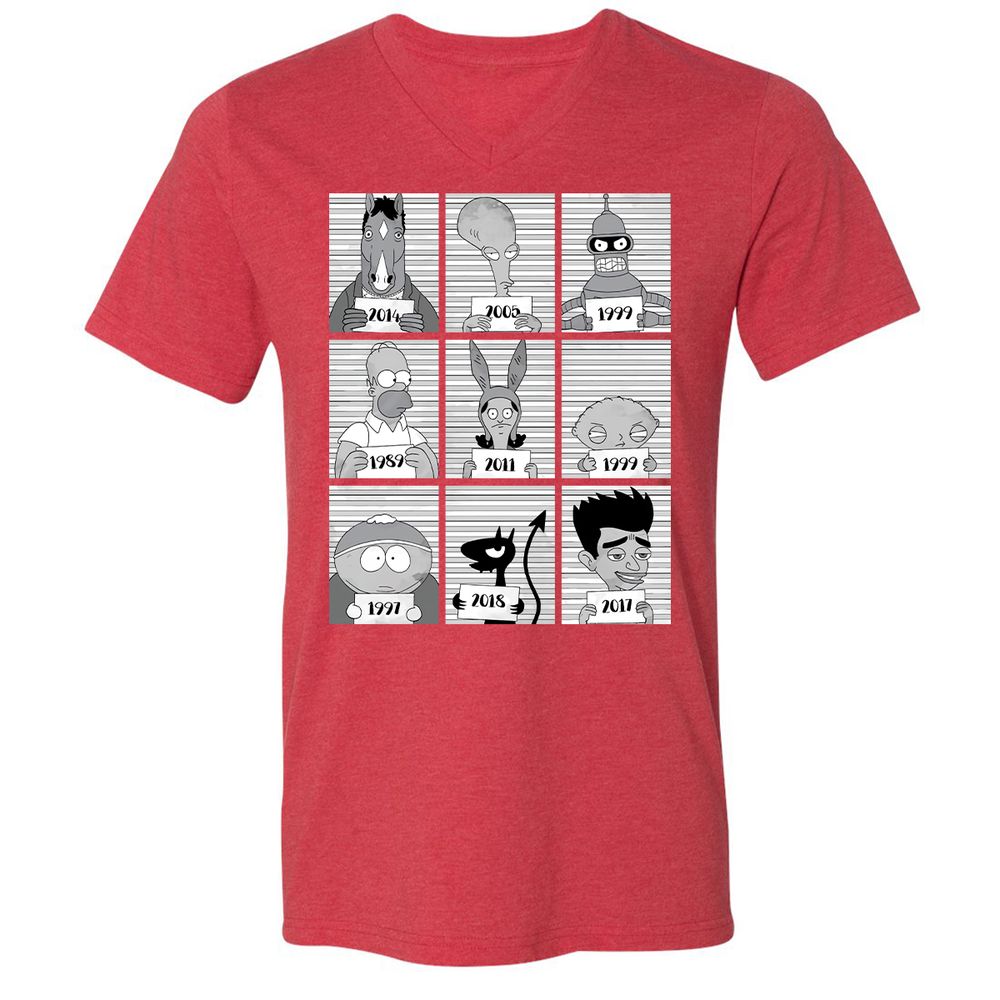 Unisex V-Neck T-Shirt - 1KDQWHJY - Heather Red - 16