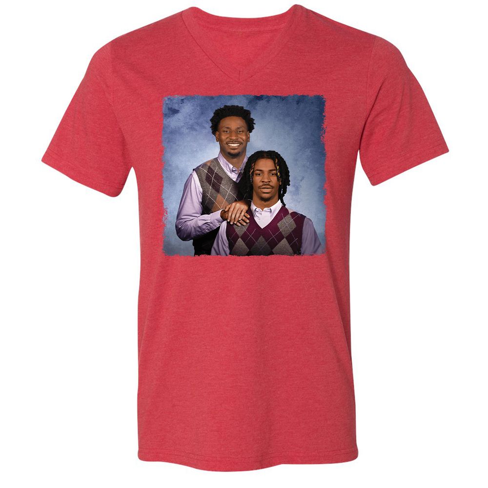 Unisex V-Neck T-Shirt - VYBMJJM1 - Heather Red - 16