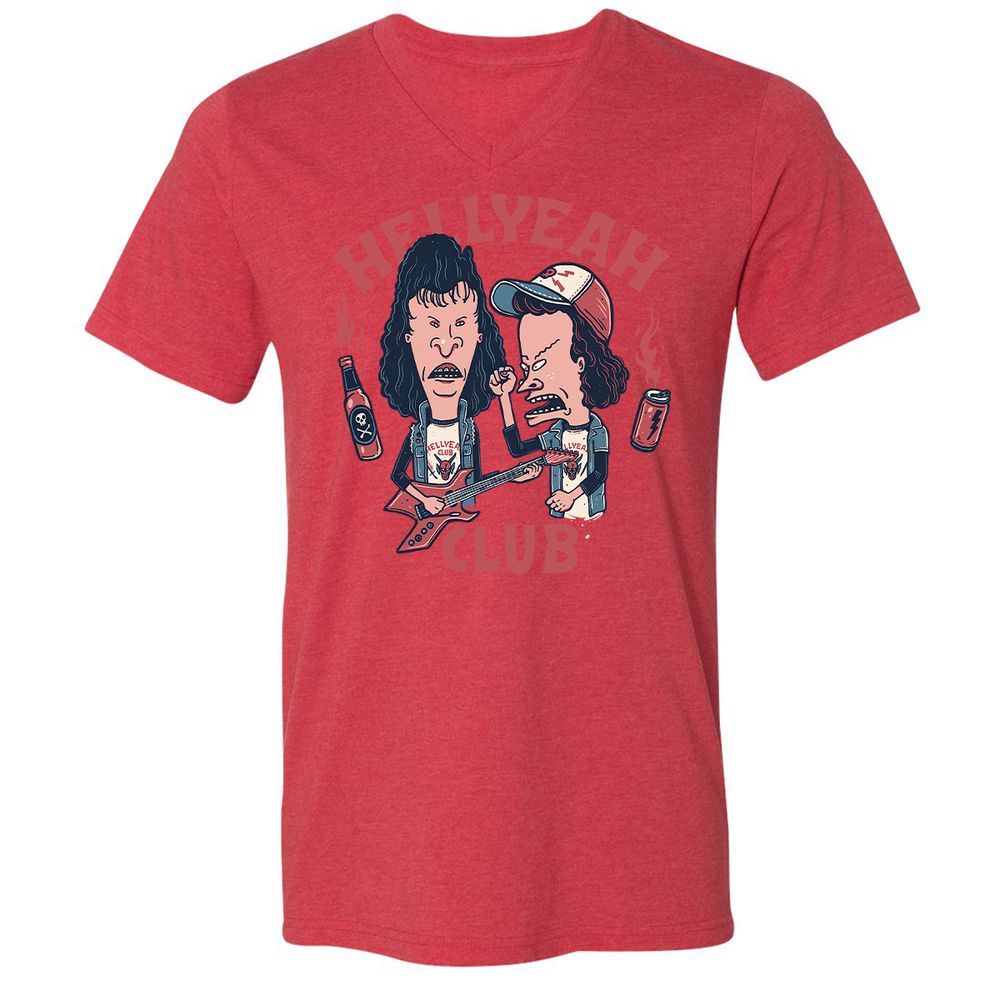 Unisex V-Neck T-Shirt - WTR1WHH9 - Heather Red - 16