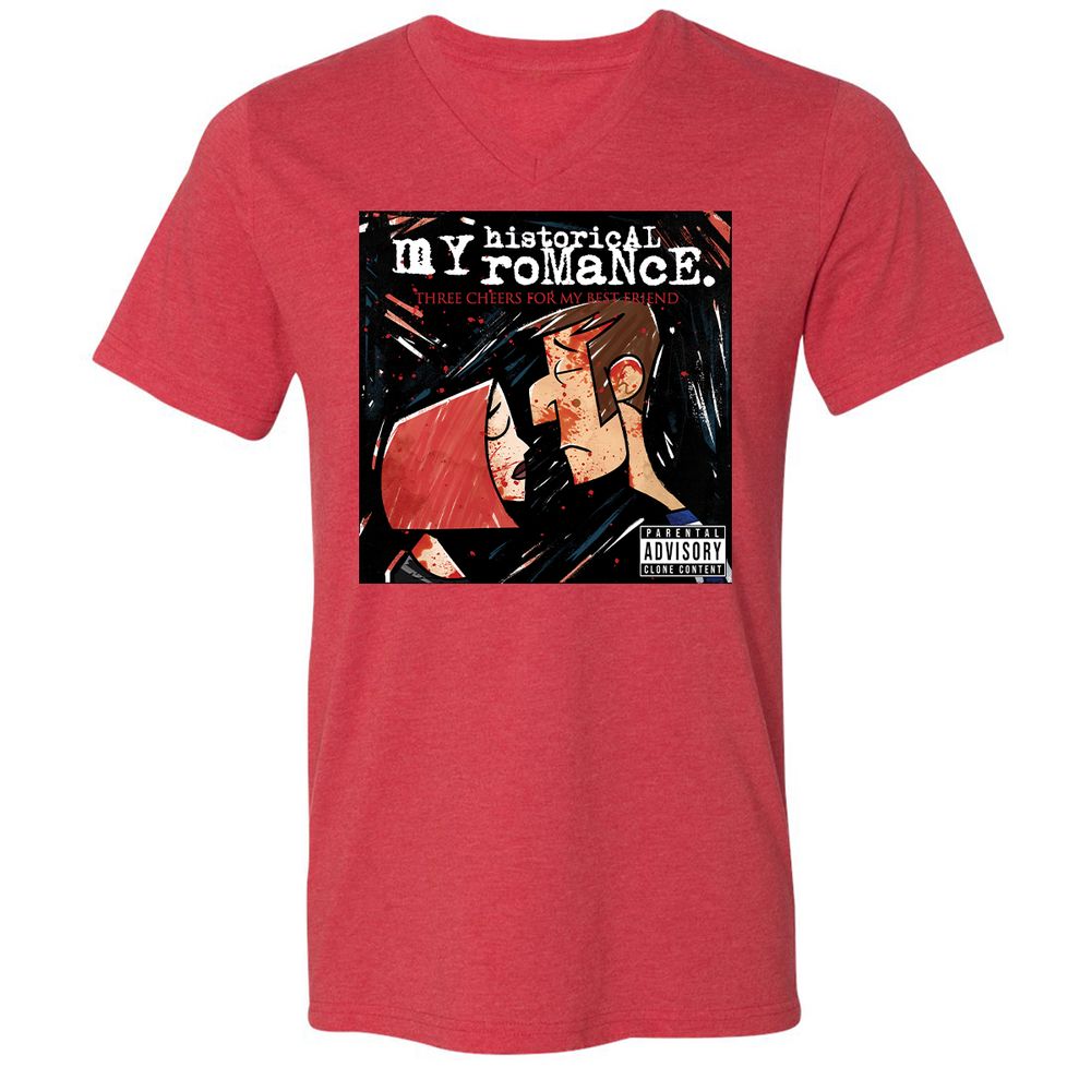 Unisex V-Neck T-Shirt - H61NCCYZ - Heather Red - 16
