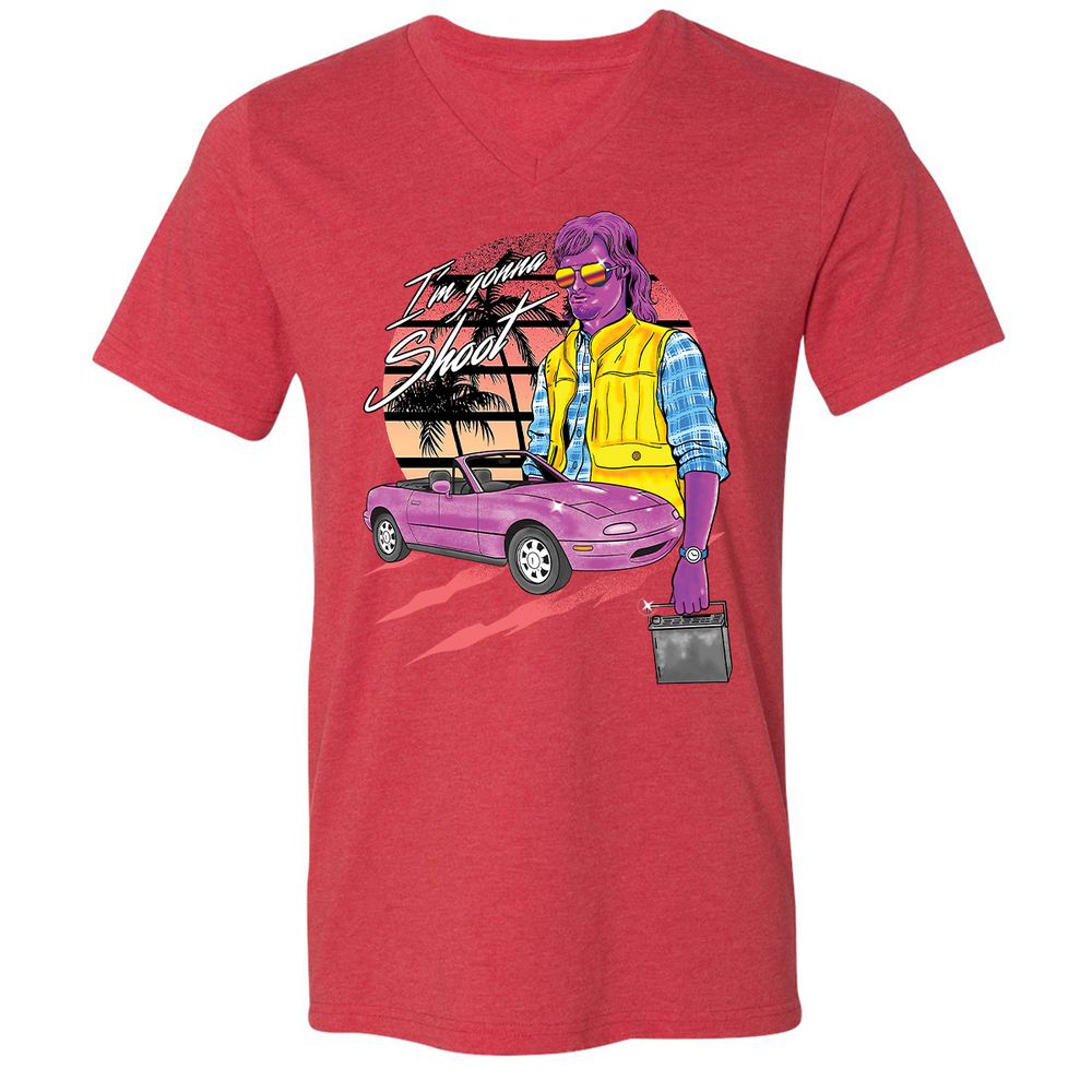 Unisex V-Neck T-Shirt - RS6WQBZ5 - Heather Red - 16