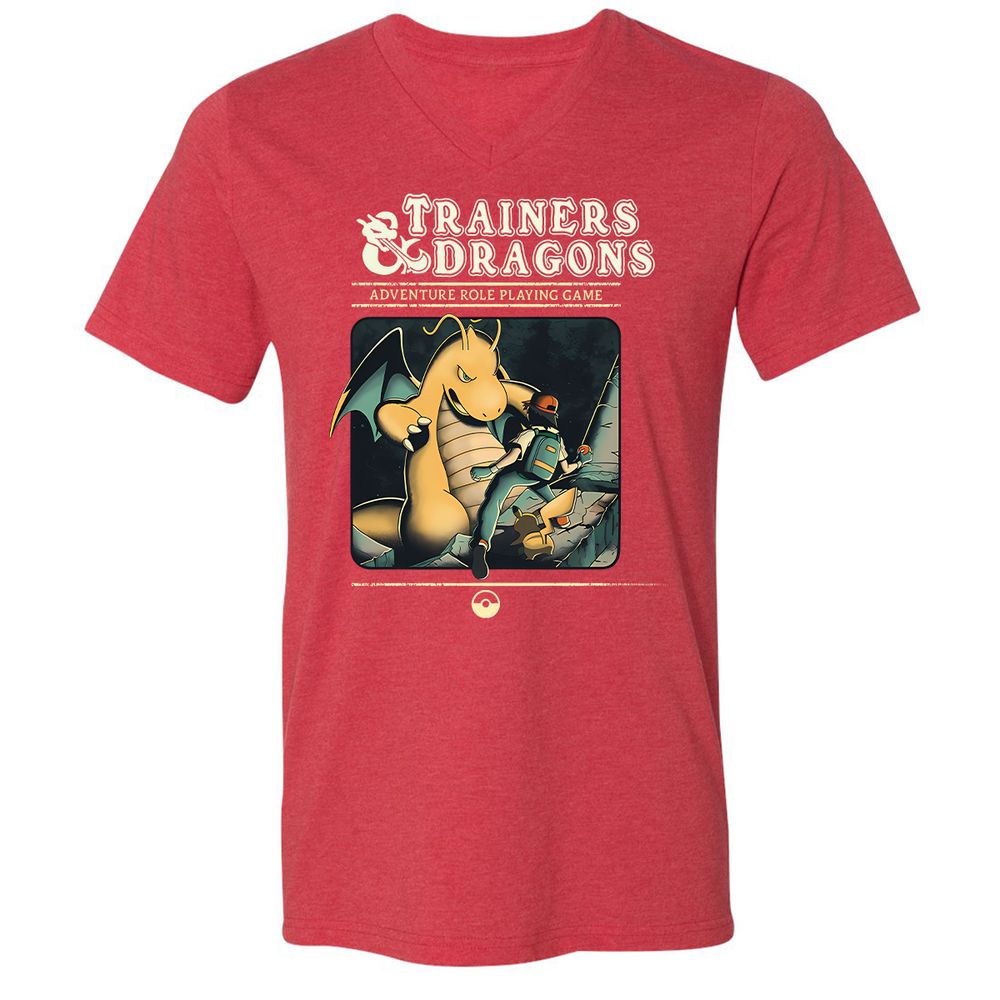 Unisex V-Neck T-Shirt - VHWZBAR7 - Heather Red - 16